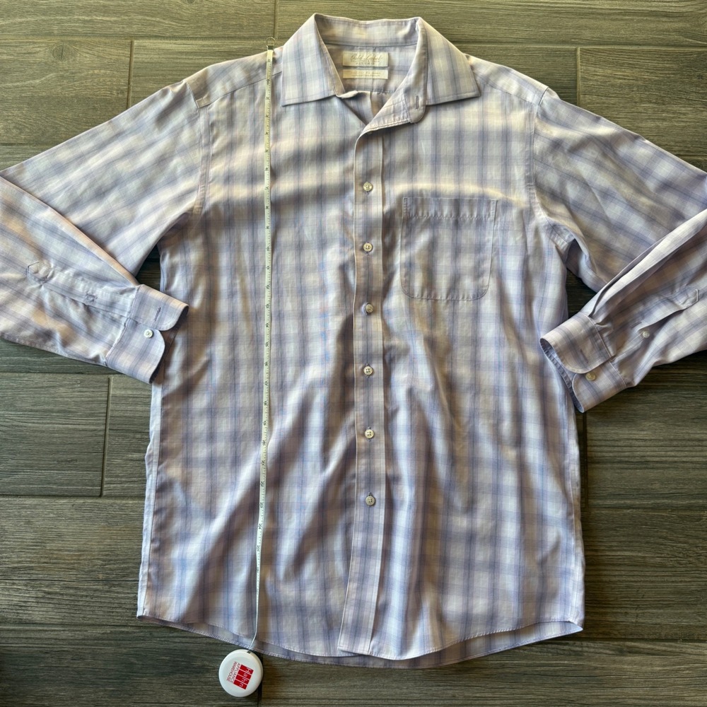 Roundtree Yorke Gold Label Fitted Plaid Dress Shirt Mens 15.5 33 Non-Iron Cotton - Picture 2 of 5